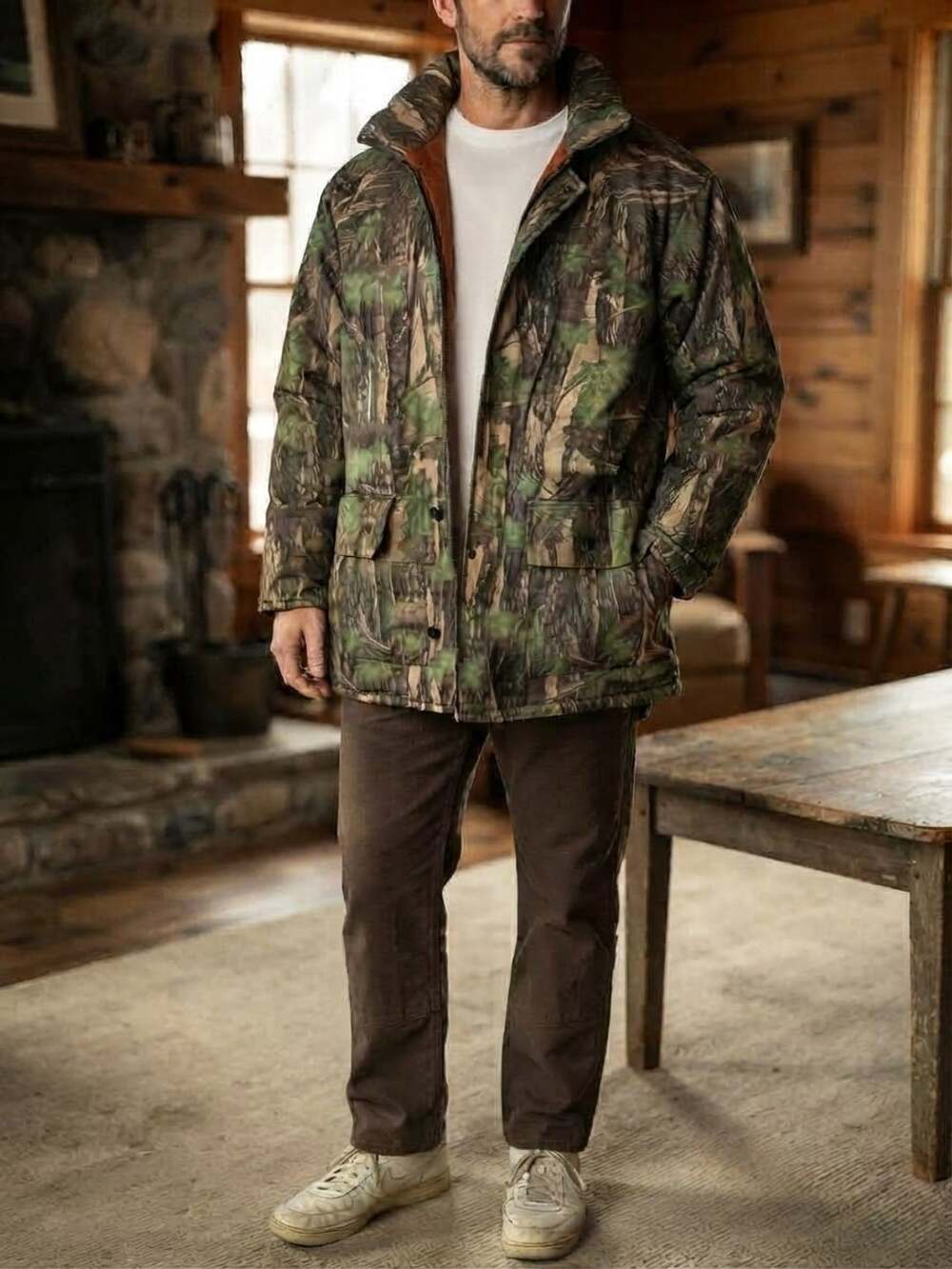 Duck Bay Camouflage Hunting Jacket Size XL Green Camo Waterproof Hooded Coat